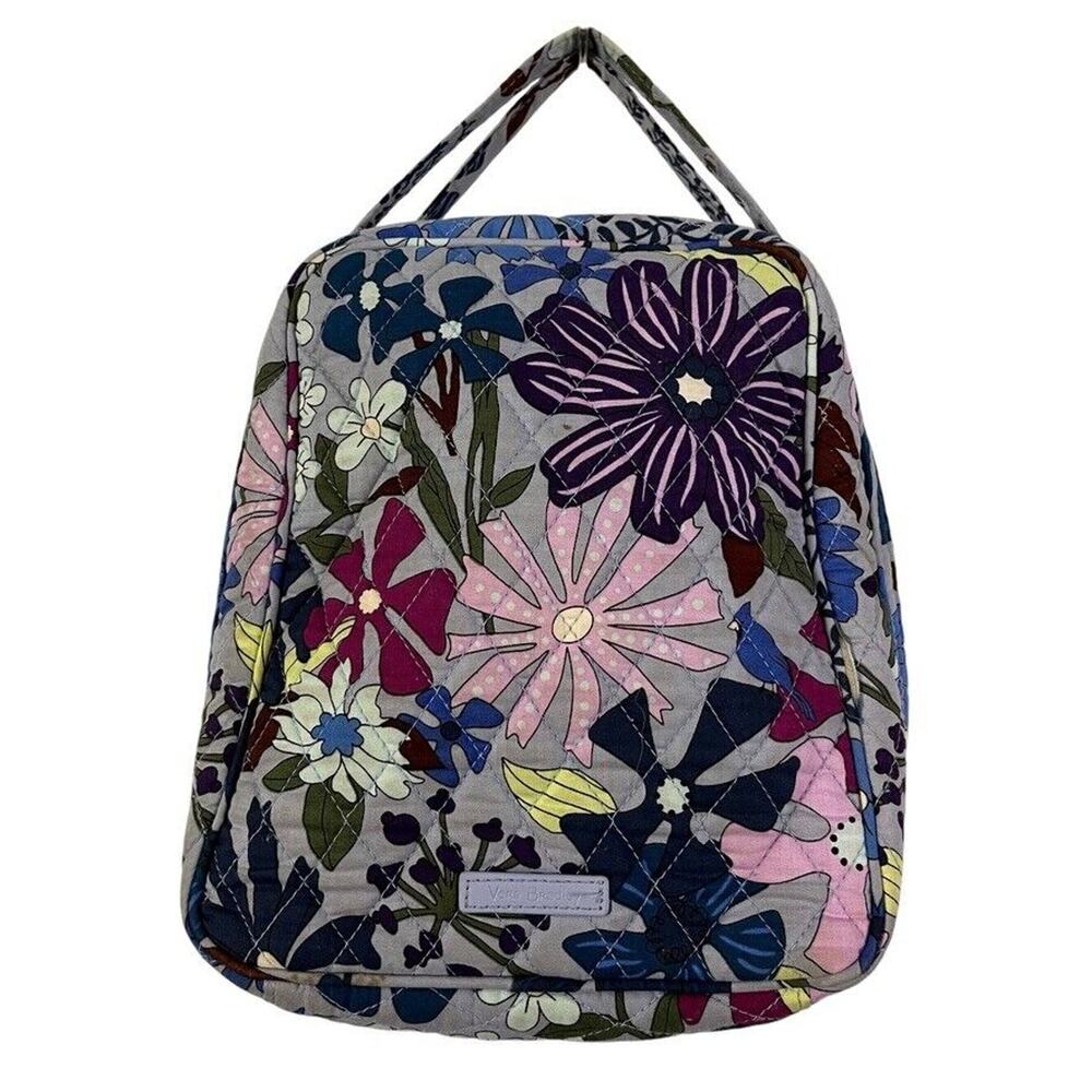 Vera Bradley Womens Bengel Lilly Floral Quilted Lunch Tote Purple Pink Bag